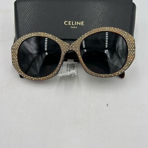 Women's Celine Havana brown crystal sunglasses made in Italy - Picture 3 of 8
